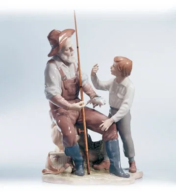 A Fishing Lesson 00-02 by Lladro — Porcelain Figurine