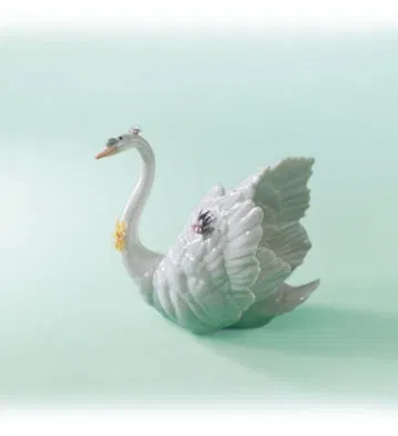 Lladro - White Swan With Flowers