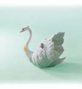 Lladro - White Swan With Flowers
