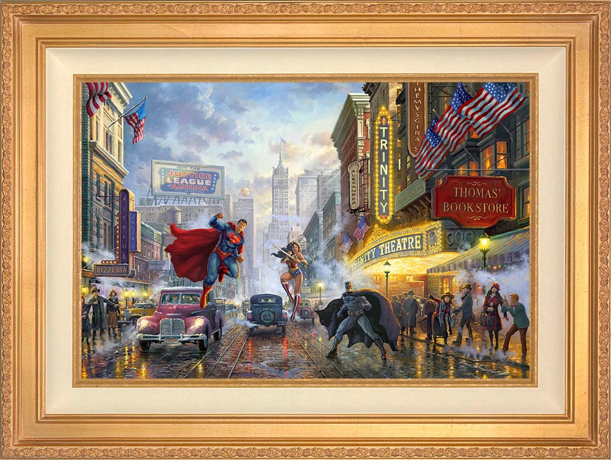 Batman™, Superman™, and Wonder Woman™: The Trinity I Wall Art by Thomas Kinkade Studios by Thomas Kinkade Studios — Giclee On Canvas