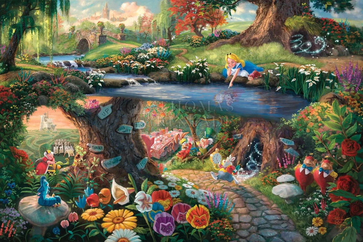 Alice in Wonderland by Thomas Kinkade Disney — Giclee On Canvas