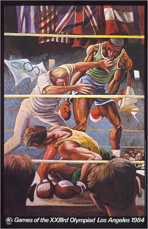 Olympic Boxing Limited Edition Pencil Signed by Ernie Barnes — Lithograph