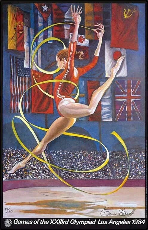 Olympic Gymnast Limited Edition Pencil Signed by Ernie Barnes — Lithograph