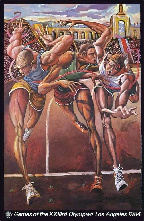 The Finish Olympic Track Limited Edition Pencil Signed by Ernie Barnes — Lithograph