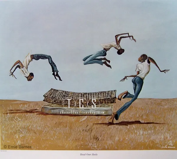 Ernie Barnes - Head Over Heels-Signed