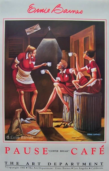 Pause Caf'/cofee Break-Signed by Ernie Barnes — Lithograph