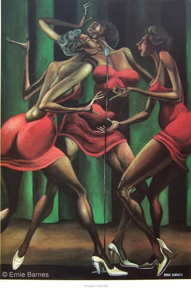 Singin Sistahs-Unsigned by Ernie Barnes — Lithograph