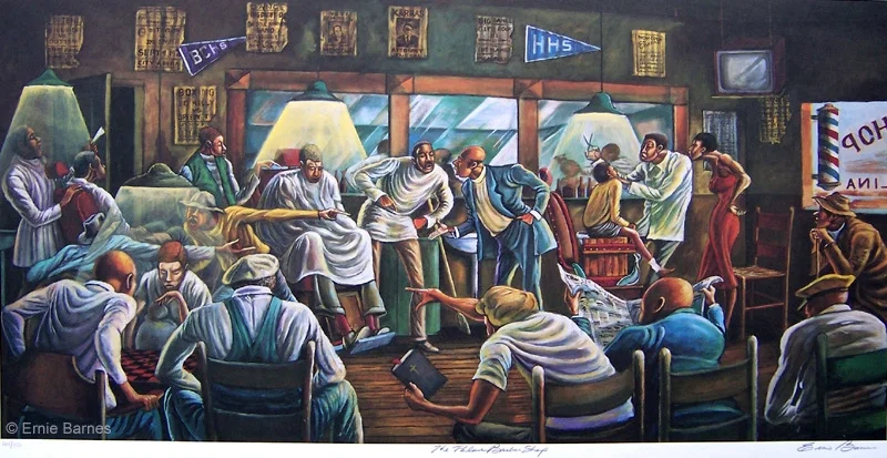 The Palace Barber Shop Artist Signed by Ernie Barnes — Lithograph