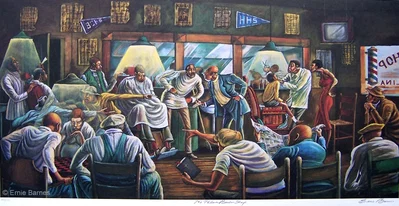 The Palace Barber Shop Artist Signed by Ernie Barnes