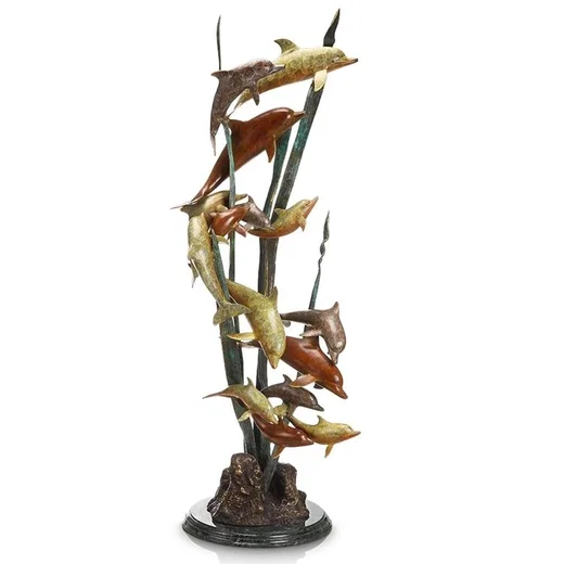 Dozen Dolphin Pod Seascape by SPI Sculptures