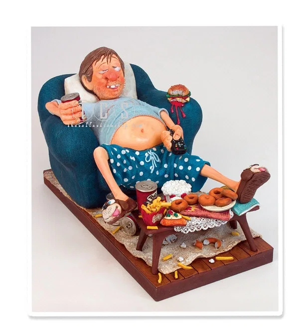 Le Telephage (the Couch Potato) by Guillermo Forchino — Comical Art Sculpture