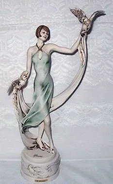 Lady With Parrots by Giuseppe Armani — Sculpture