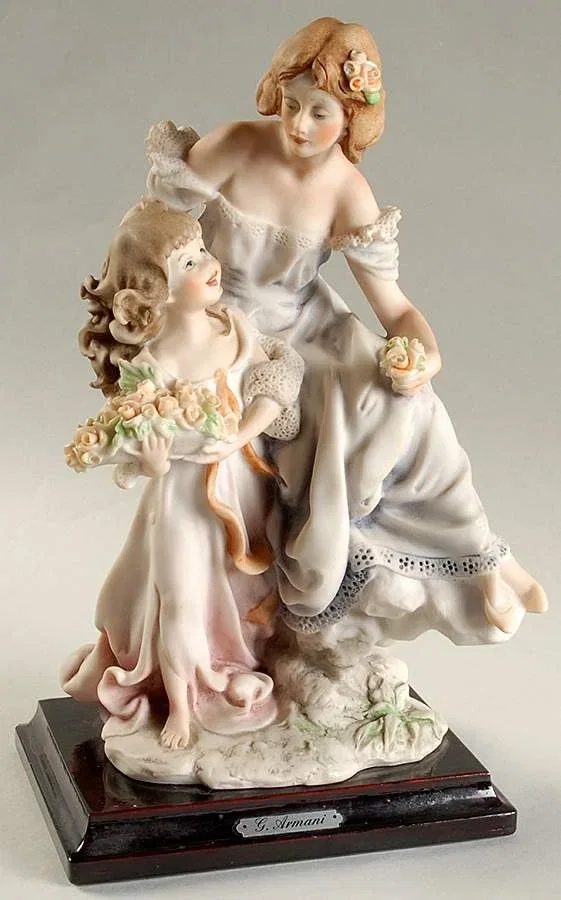 Lady With Young Girl by Giuseppe Armani — Sculpture