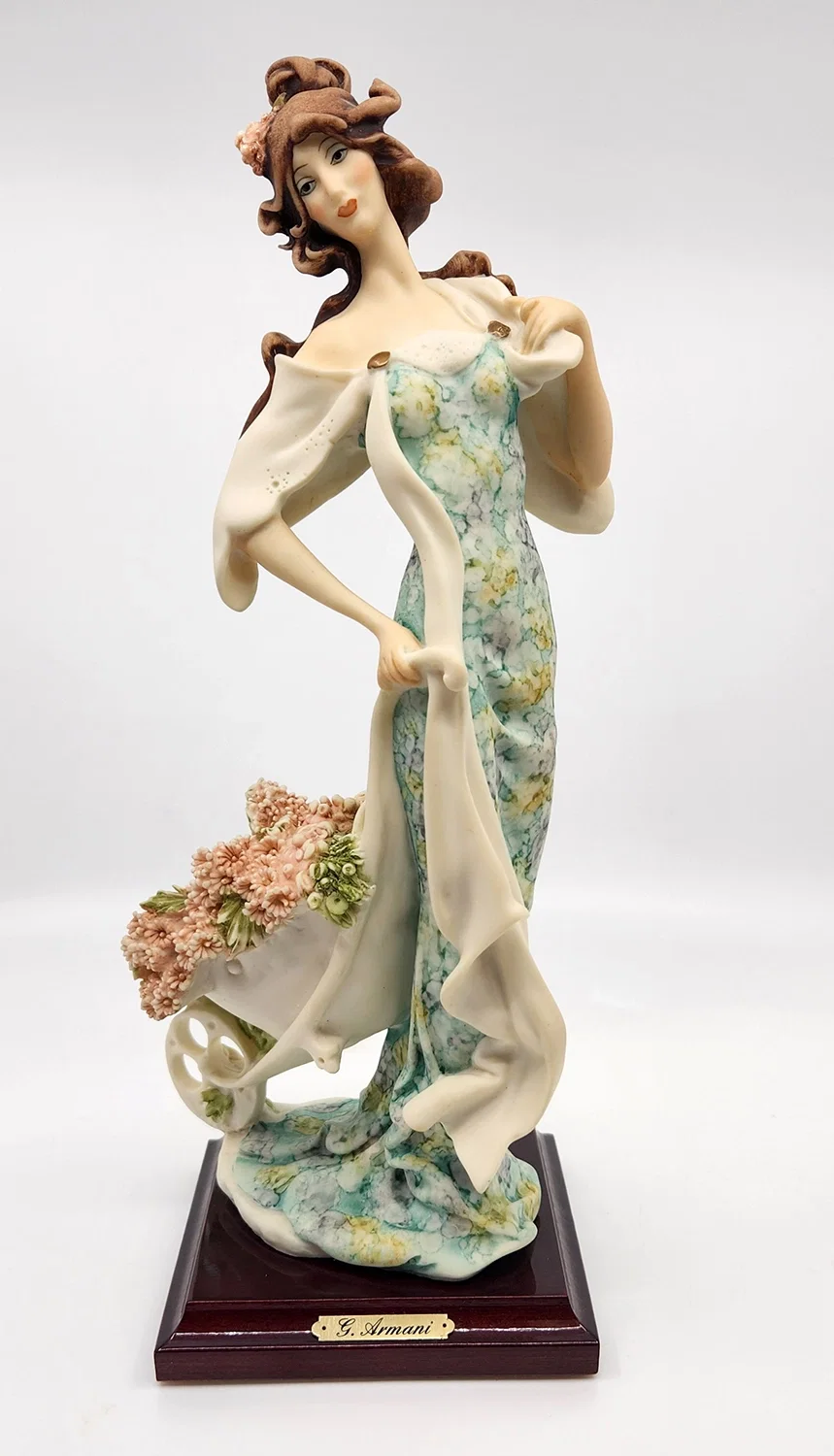Lady With Wheelbarrow Artist Signed by Giuseppe Armani — Sculpture
