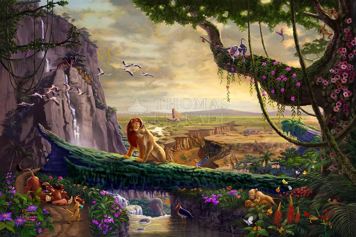 The Lion King - Return to Pride Rock by Thomas Kinkade Disney — Giclee On Canvas