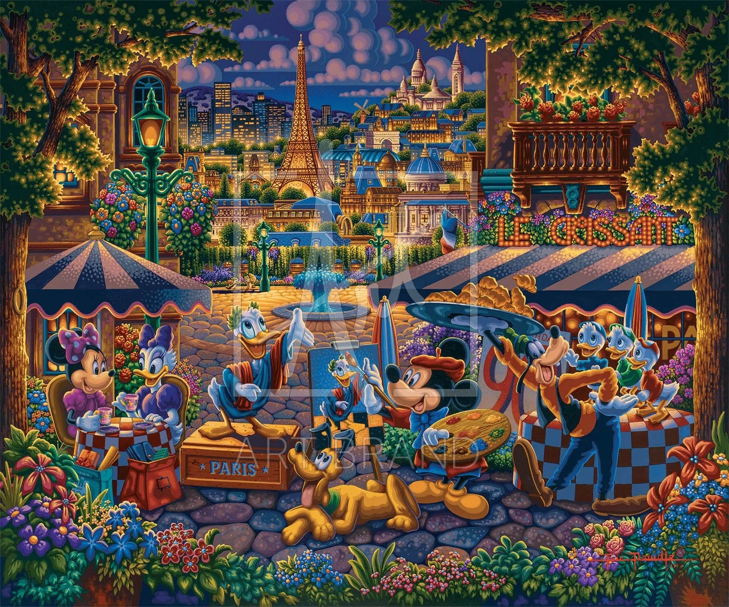 Mickey and Friends Painting in Paris by Eric Dowdle — Giclee On Canvas Artist Proof