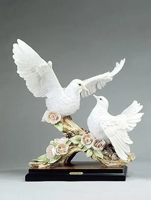 Two Doves With Flowers by Giuseppe Armani