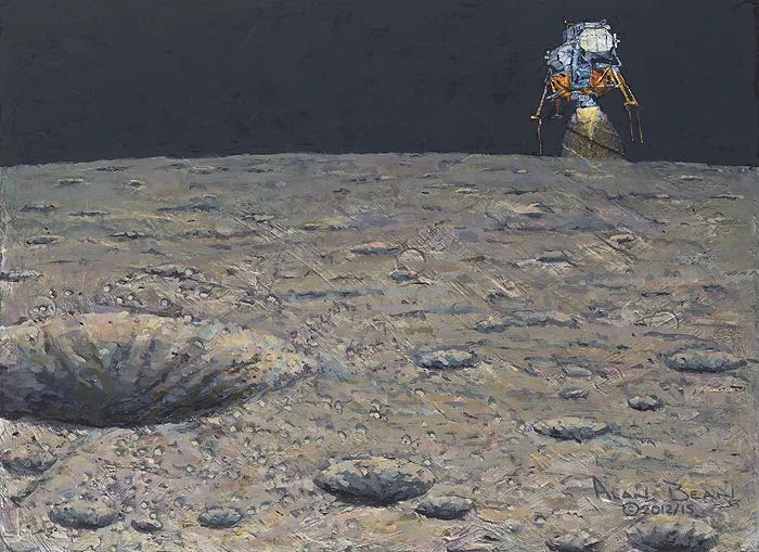 Armstrong Heads Beyond the Boulders by Alan Bean — Giclee On Canvas Artist Proof