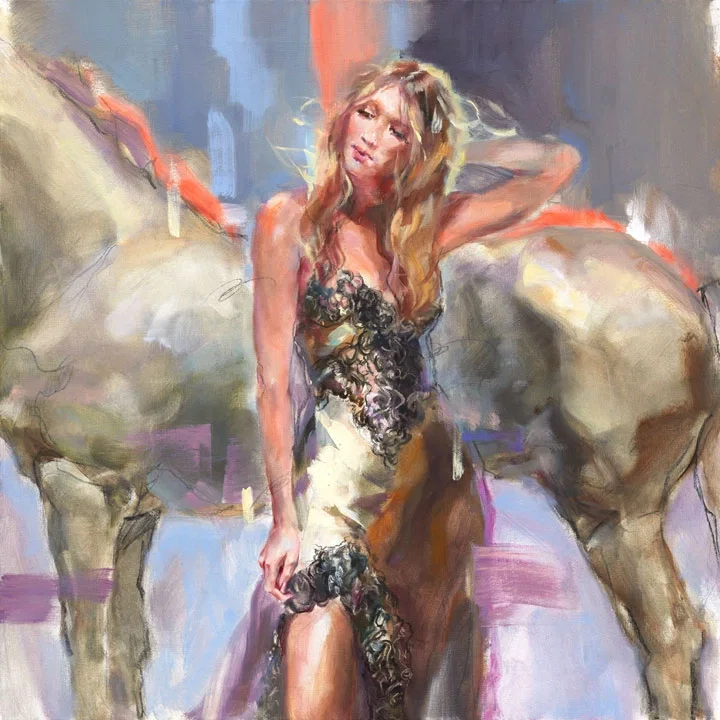 Graceful Companions 1 by Anna Razumovskaya — Hand-Embellished Giclee on Canvas