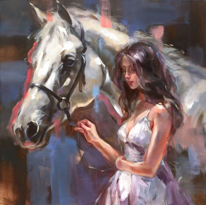 Graceful Companions 2 by Anna Razumovskaya — Hand-Embellished Giclee on Canvas