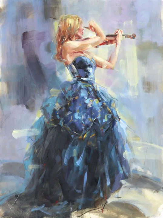 Serenade In Blue 2 by Anna Razumovskaya — Hand-Embellished Giclee on Canvas