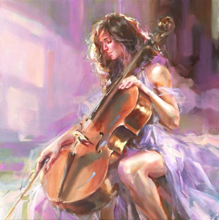 Sunlit Strings by Anna Razumovskaya — Hand-Embellished Giclee on Canvas