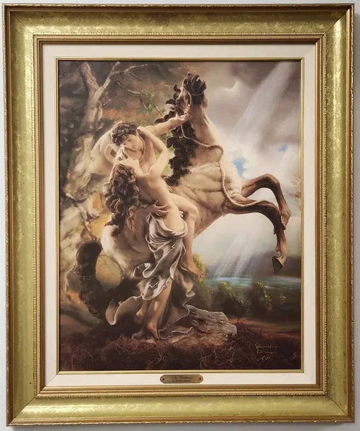 Embrace Canvas Transfer Hand Enhanced  Framed Artist Proof by Giuseppe Armani