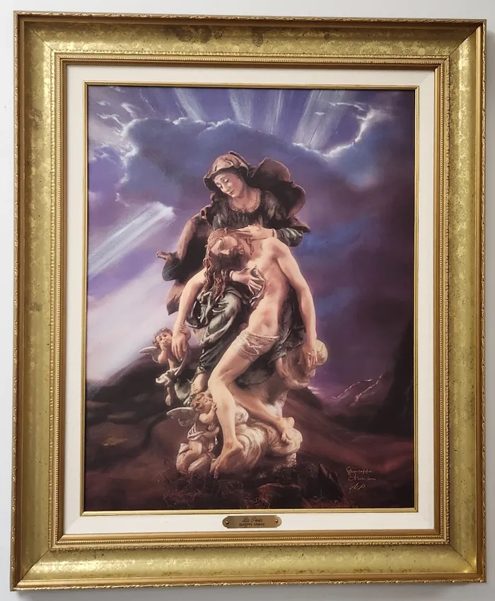 La Pieta Hand Enhanced Canvas Transfer Framed Artist Proof by Giuseppe Armani