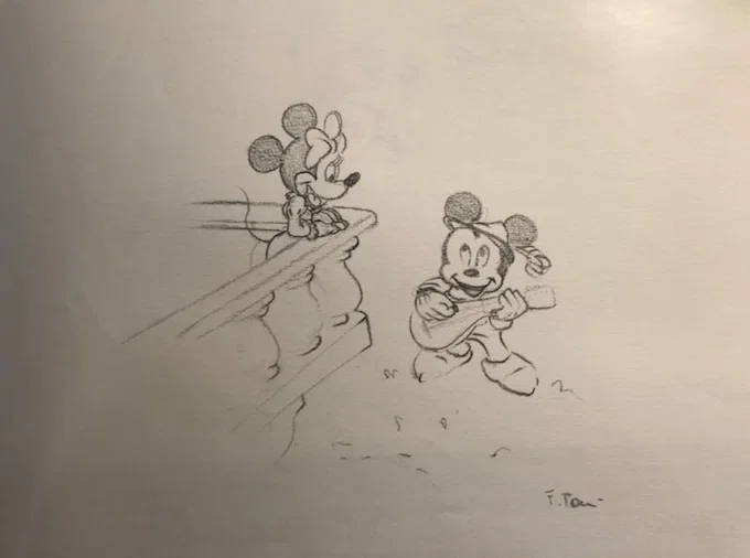 Original Concept Art for Disneyana Convention Mickey and Minnie by Giuseppe Armani — Sculpture