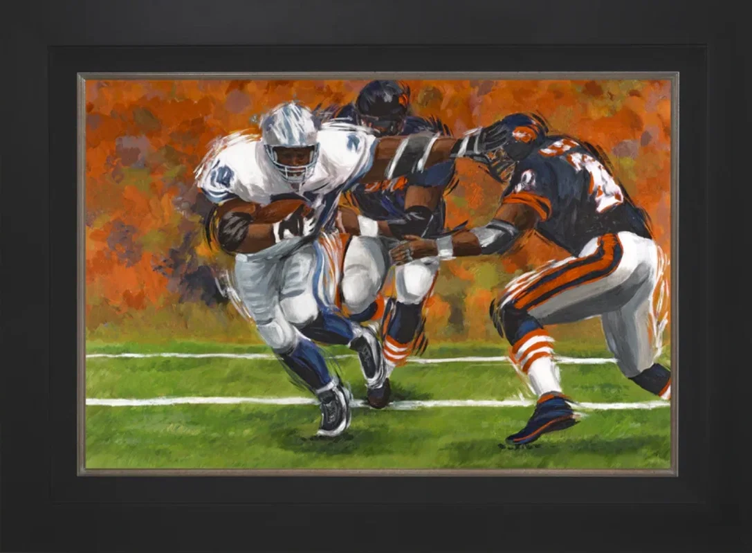 Barry Sanders - Framed Hand Signed By Barry BSE Edition by Scott Smith — Giclee On Canvas
