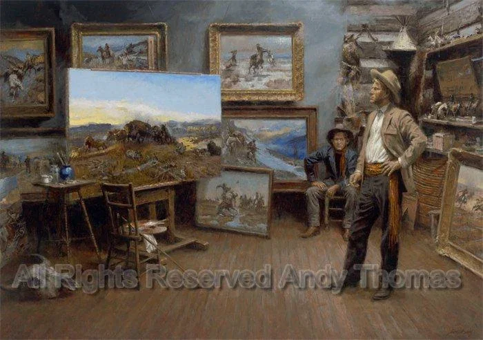 Russell Paints a Masterpiece by Andy Thomas — Giclee On Canvas