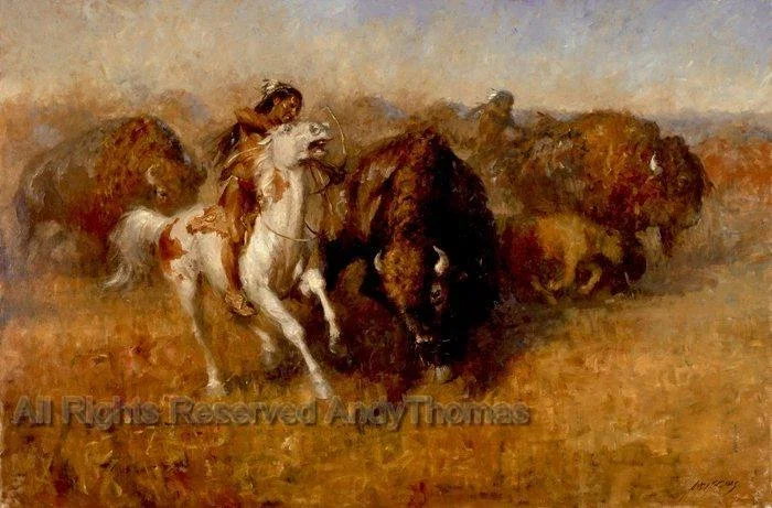 Buffalo Hunt by Andy Thomas — Giclee On Canvas