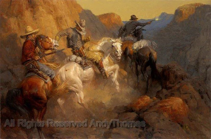 Ambush on the Bandit Trail by Andy Thomas — Giclee On Canvas