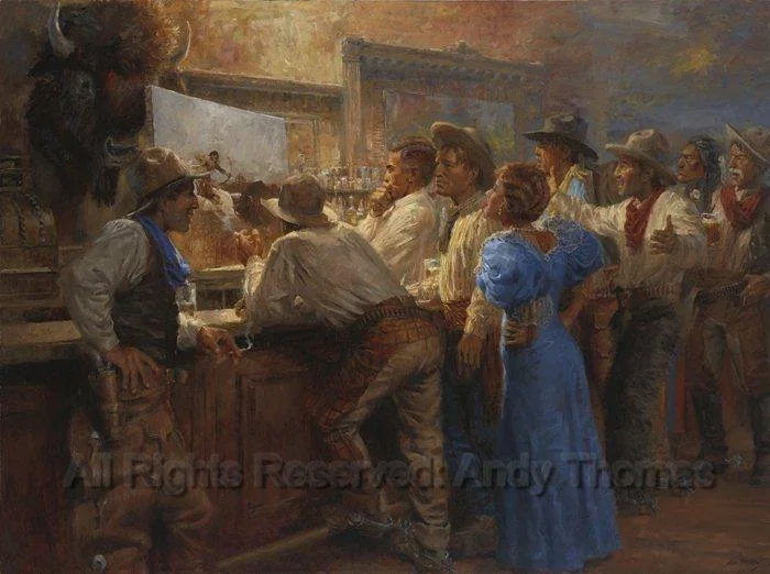 Charlie Russell and his Characters by Andy Thomas — Giclee On Canvas