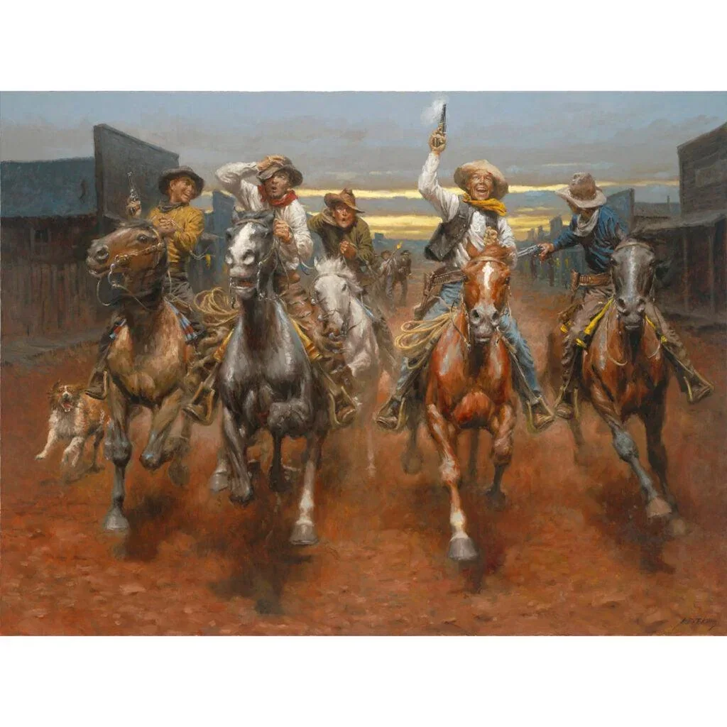 Charge of the Bar T Brigade by Andy Thomas — Giclee On Canvas