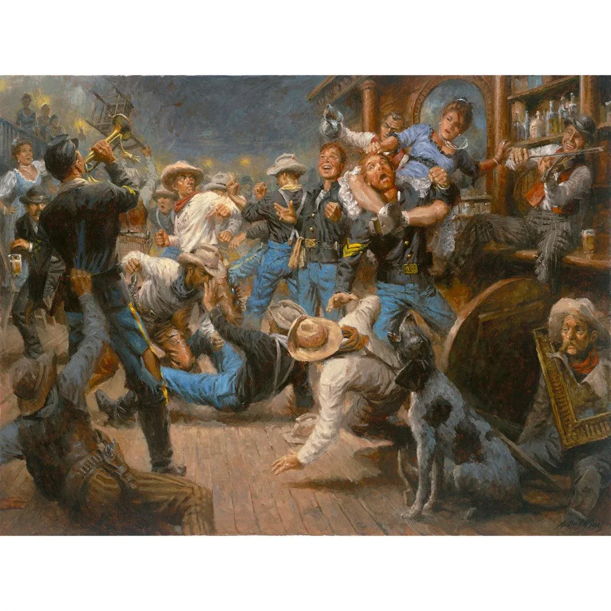 Fight for the Watering Hole by Andy Thomas — Giclee On Canvas