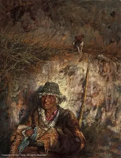 An Old Man And A Dog Artist Proof by Cao Yong — Giclee On Canvas Artist Proof The Tibet Series