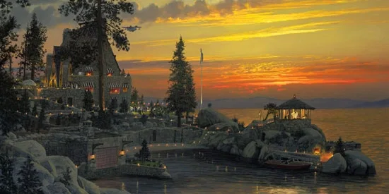An Evening to Remember at Thunderbird Lodge, Lake Tahoe by William Phillips — Canvas