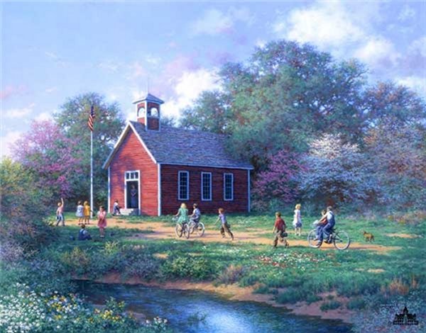 The Little Red Schoolhouse by Larry Dyke by Larry Dyke — Canvas