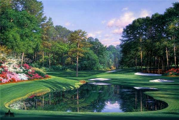 Morning at the 16th by Larry Dyke by Larry Dyke — Canvas