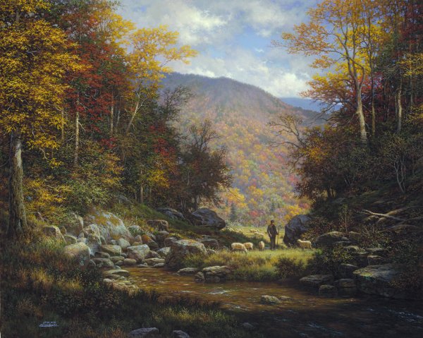 One Fold, One Shepherd by Larry Dyke by Larry Dyke — Canvas