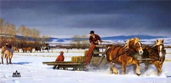 Winter Chores by Nancy Glazier by Nancy Glazier — Canvas
