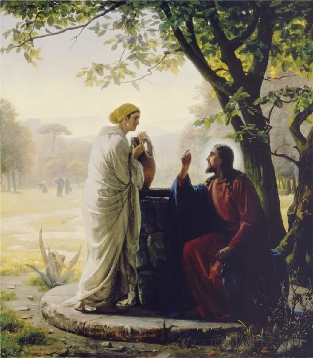 Woman At The Well by Carl Bloch — Giclee On Canvas