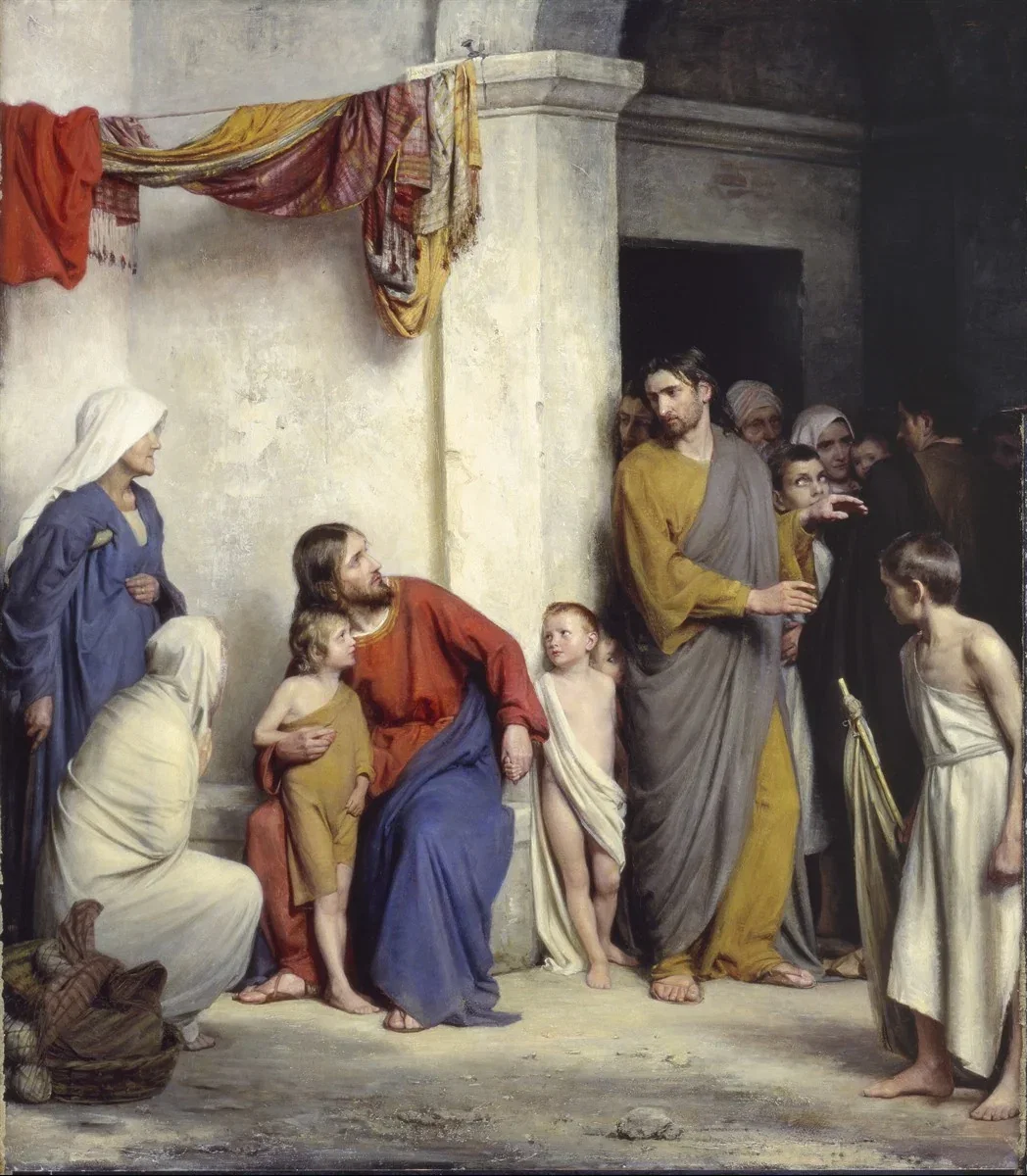 Suffer The Children To Come Unto Me by Carl Bloch — Giclee On Canvas
