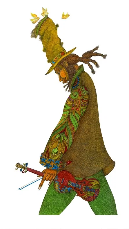 The Bagman Fiddler by Charles Bibbs — Giclee On Paper