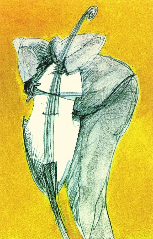The Bass Player Hand Enhanced by Charles Bibbs — Giclee On Paper