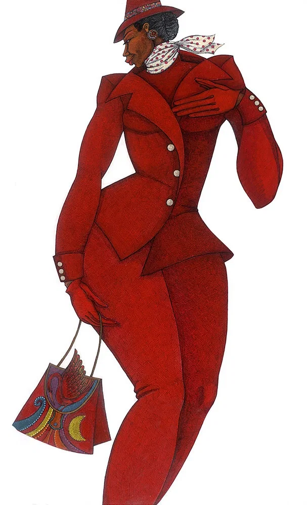 Ebony In Red Giclee by Charles Bibbs