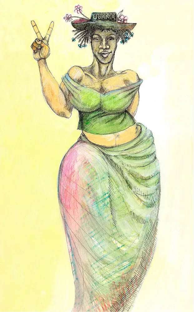 Obama Mama II Hand Painted Giclee by Charles Bibbs