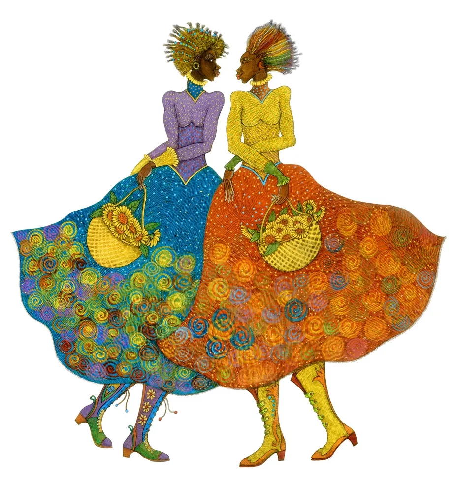 Sunflower Girls Giclee by Charles Bibbs