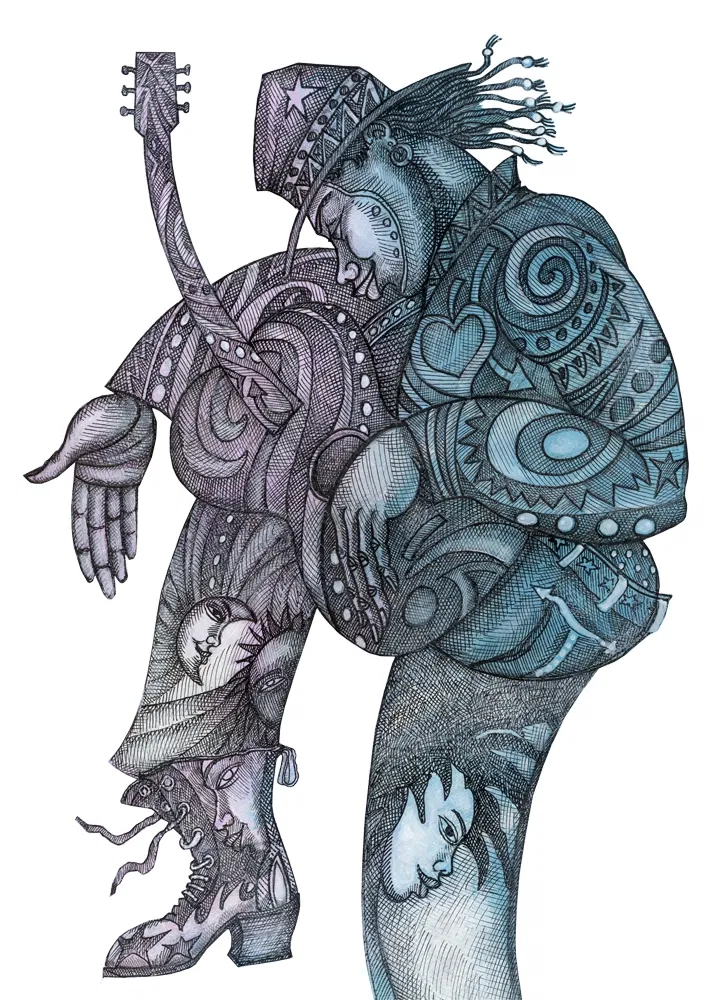 Urban Rockstar Giclee by Charles Bibbs